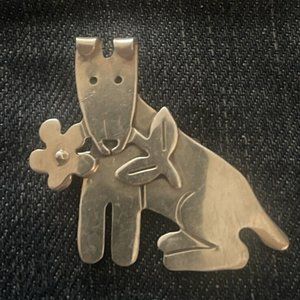 Vintage Dog Anne Harvey Sterling Silver Pin Brooch